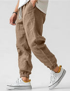 Heren Broek met Trekkoord en Linnen Look Montarello