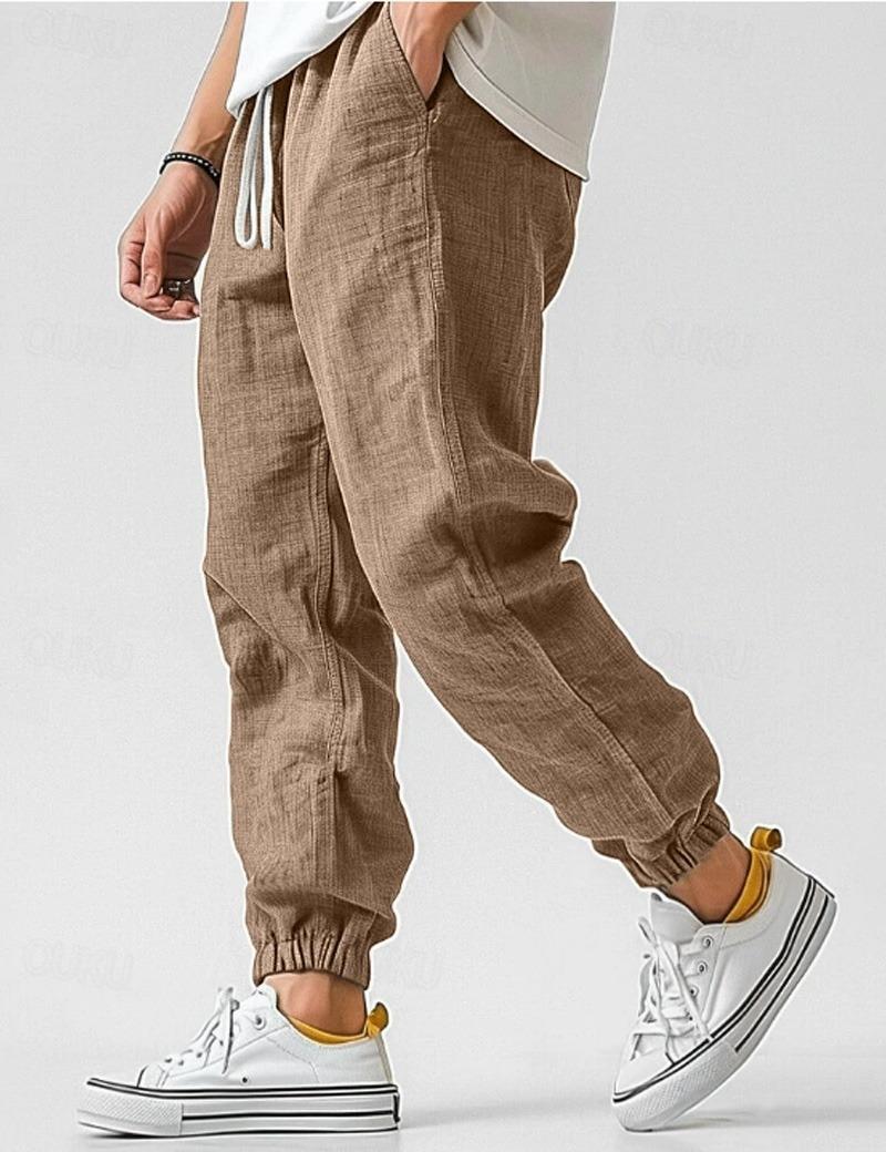 Heren Broek met Trekkoord en Linnen Look Montarello
