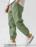 Heren Broek met Trekkoord en Linnen Look Montarello