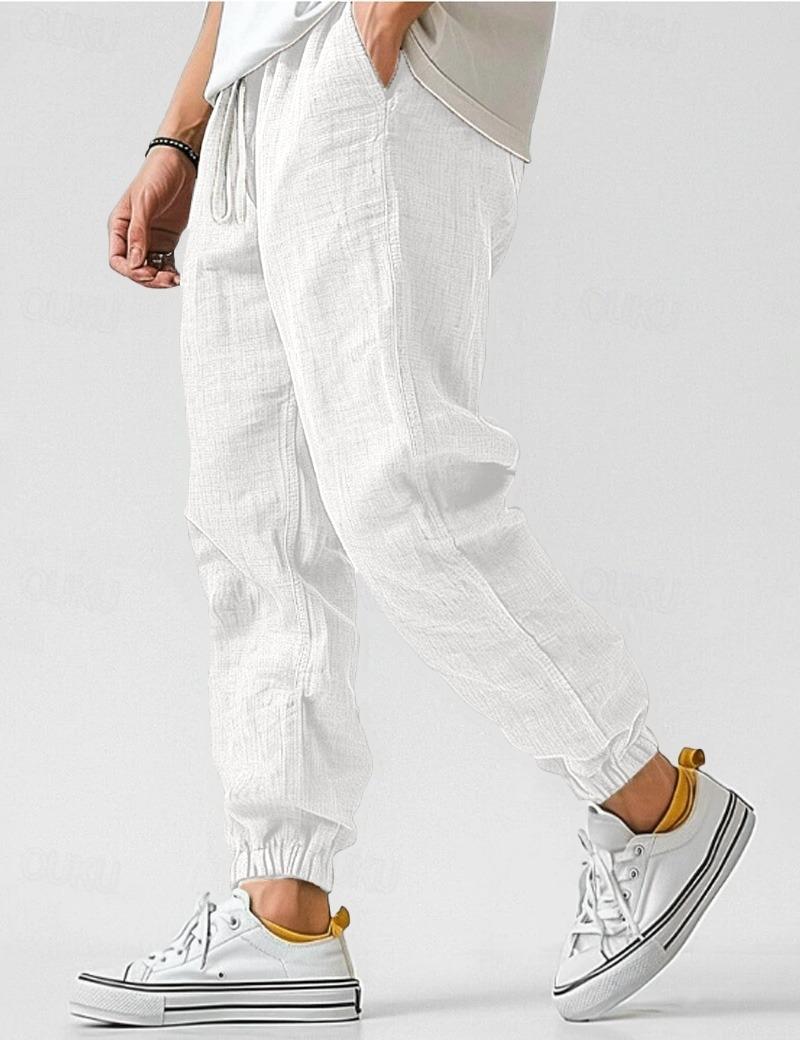 Heren Broek met Trekkoord en Linnen Look Montarello