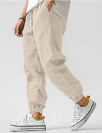 Heren Broek met Trekkoord en Linnen Look Montarello