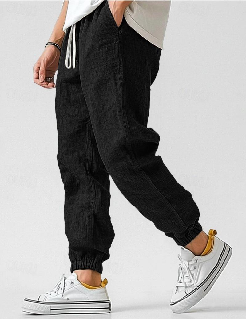 Heren Broek met Trekkoord en Linnen Look Montarello