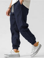 Heren Broek met Trekkoord en Linnen Look Montarello