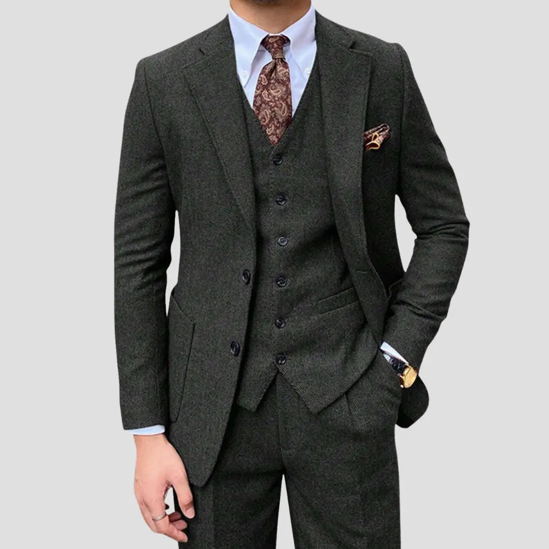 Heren Herringbone Trouwpak Slim Fit