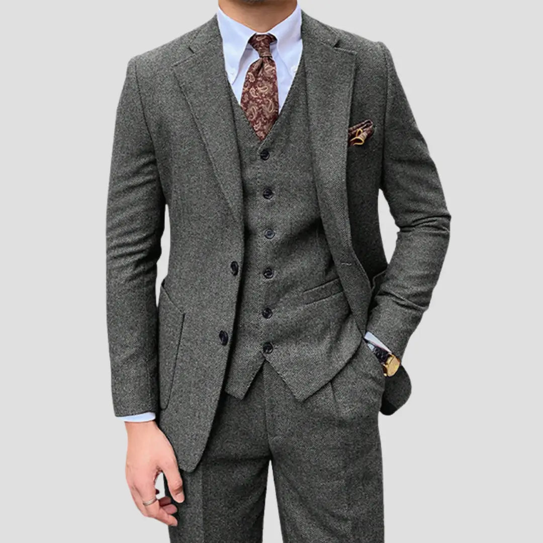 Heren Herringbone Trouwpak Slim Fit