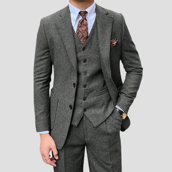 Heren Herringbone Trouwpak Slim Fit