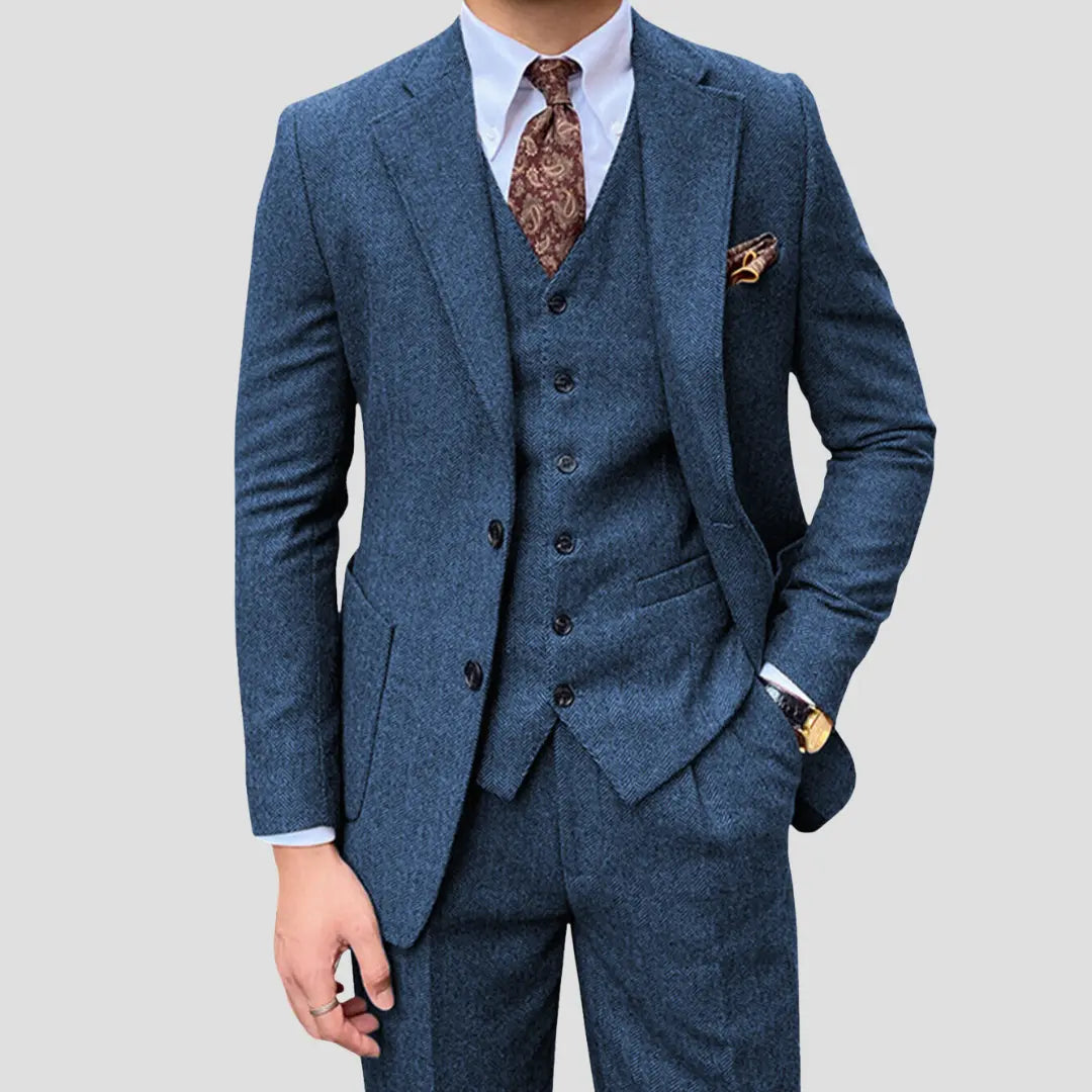 Heren Herringbone Trouwpak Slim Fit