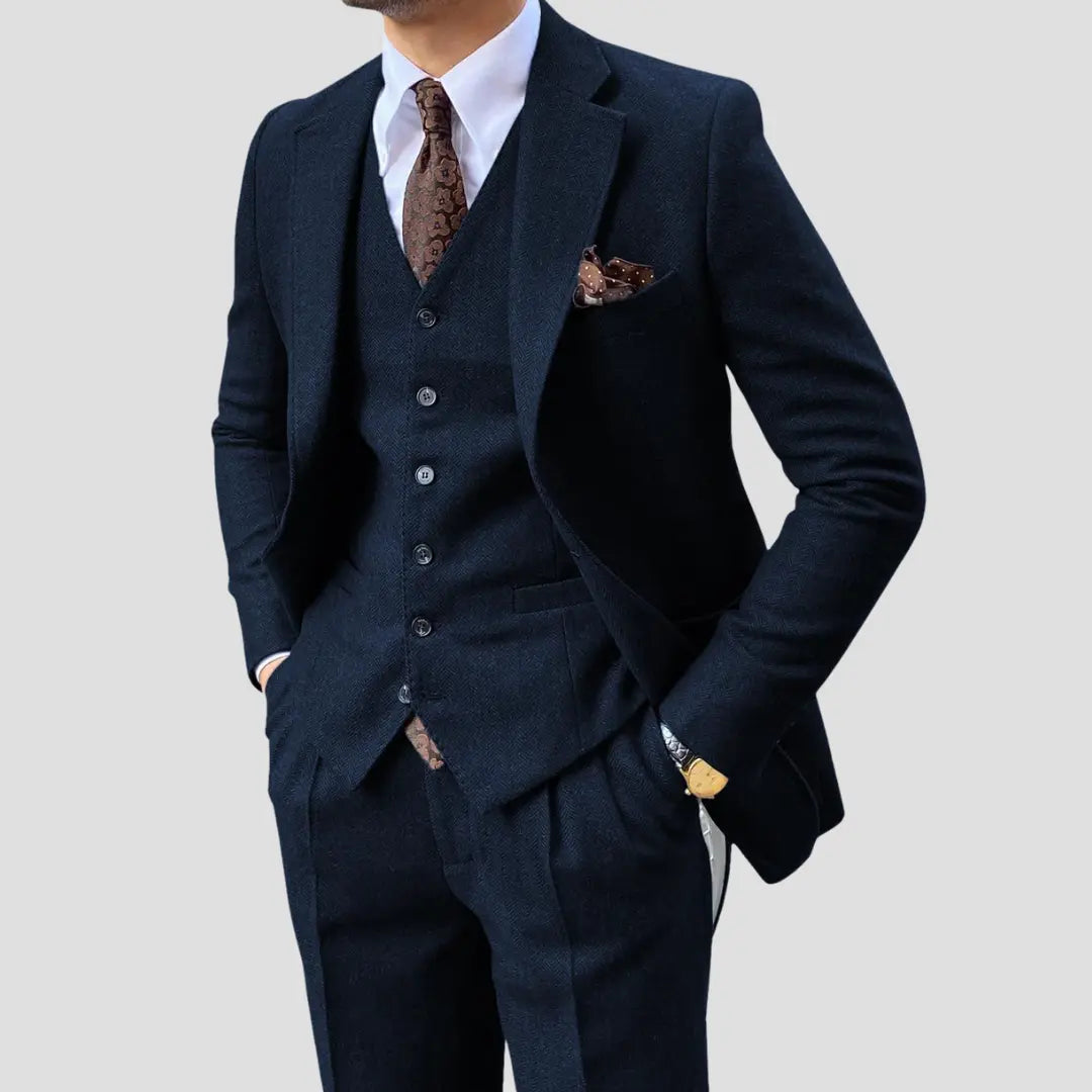 Heren Herringbone Trouwpak Slim Fit