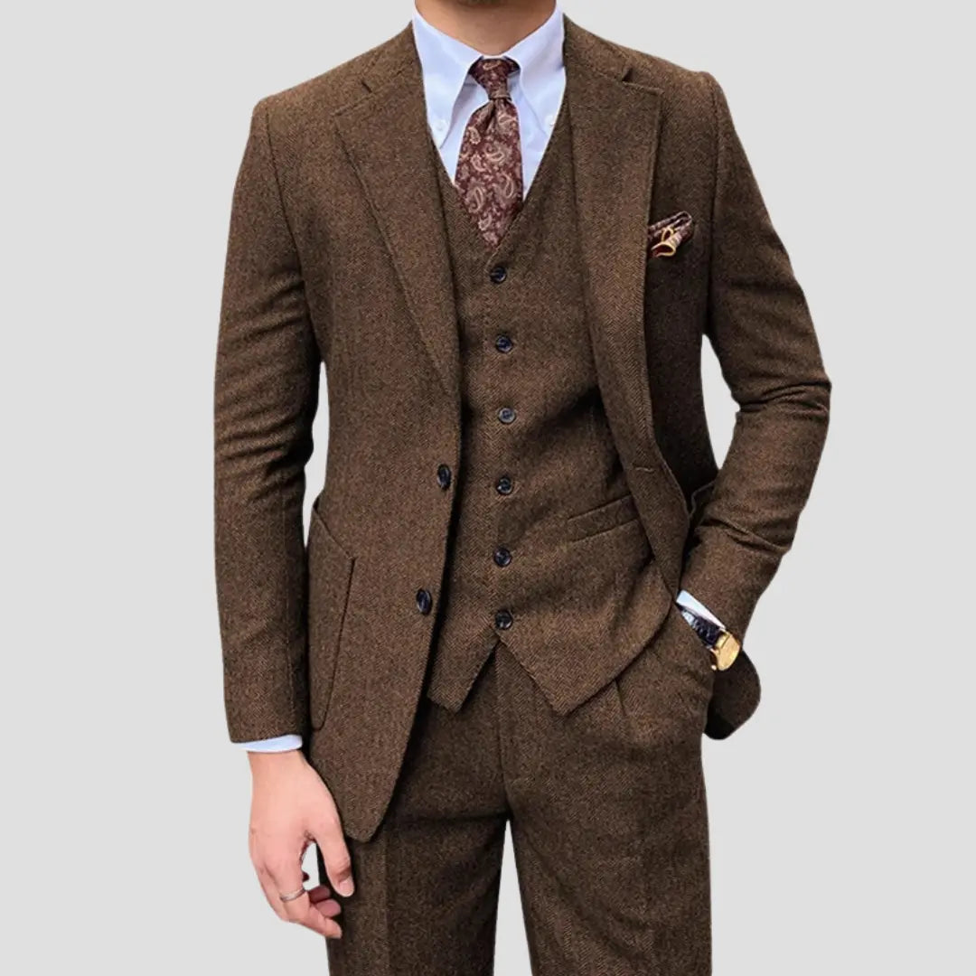 Heren Herringbone Trouwpak Slim Fit