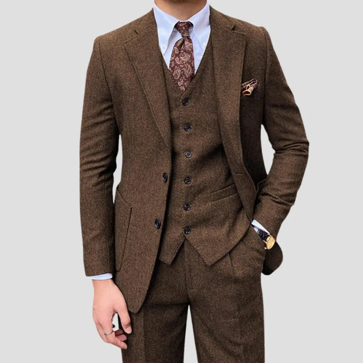 Heren Herringbone Trouwpak Slim Fit