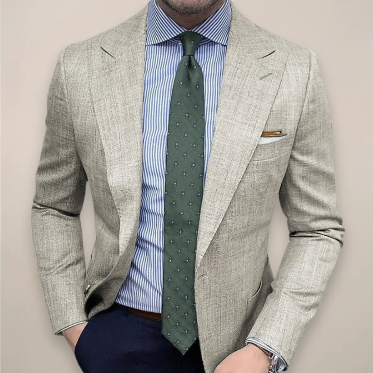 Heren Slim Fit Linnen Blazer Smart Casual