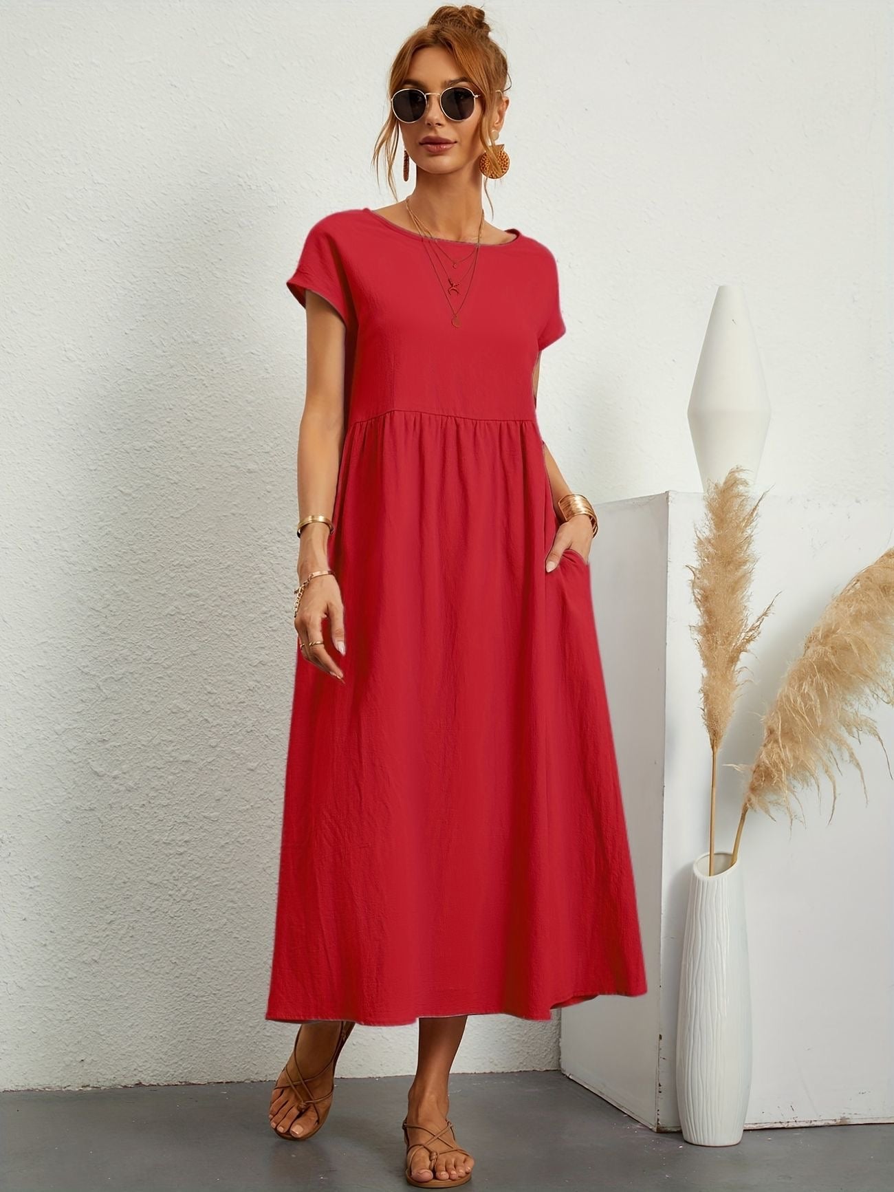 Dames Elegante Lichte Midi Jurk