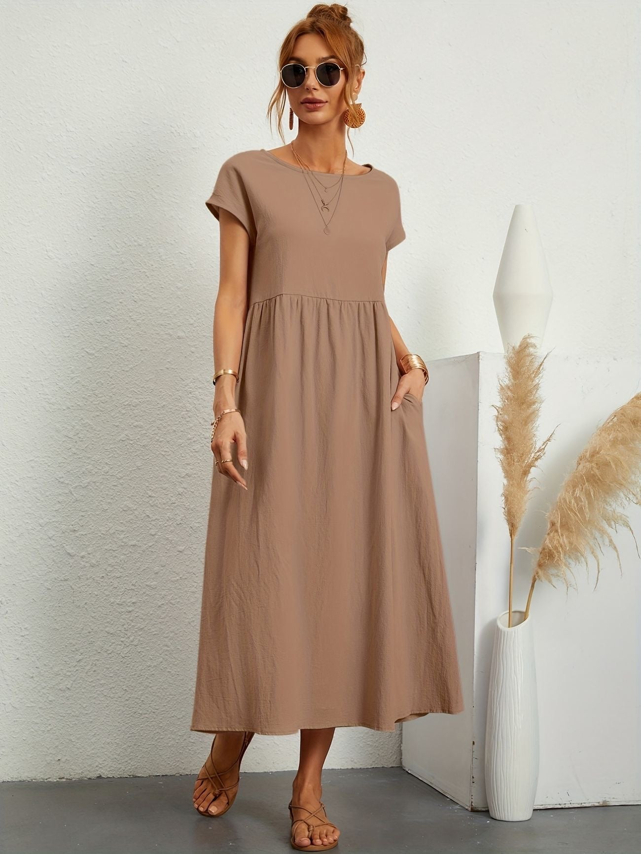 Dames Elegante Lichte Midi Jurk