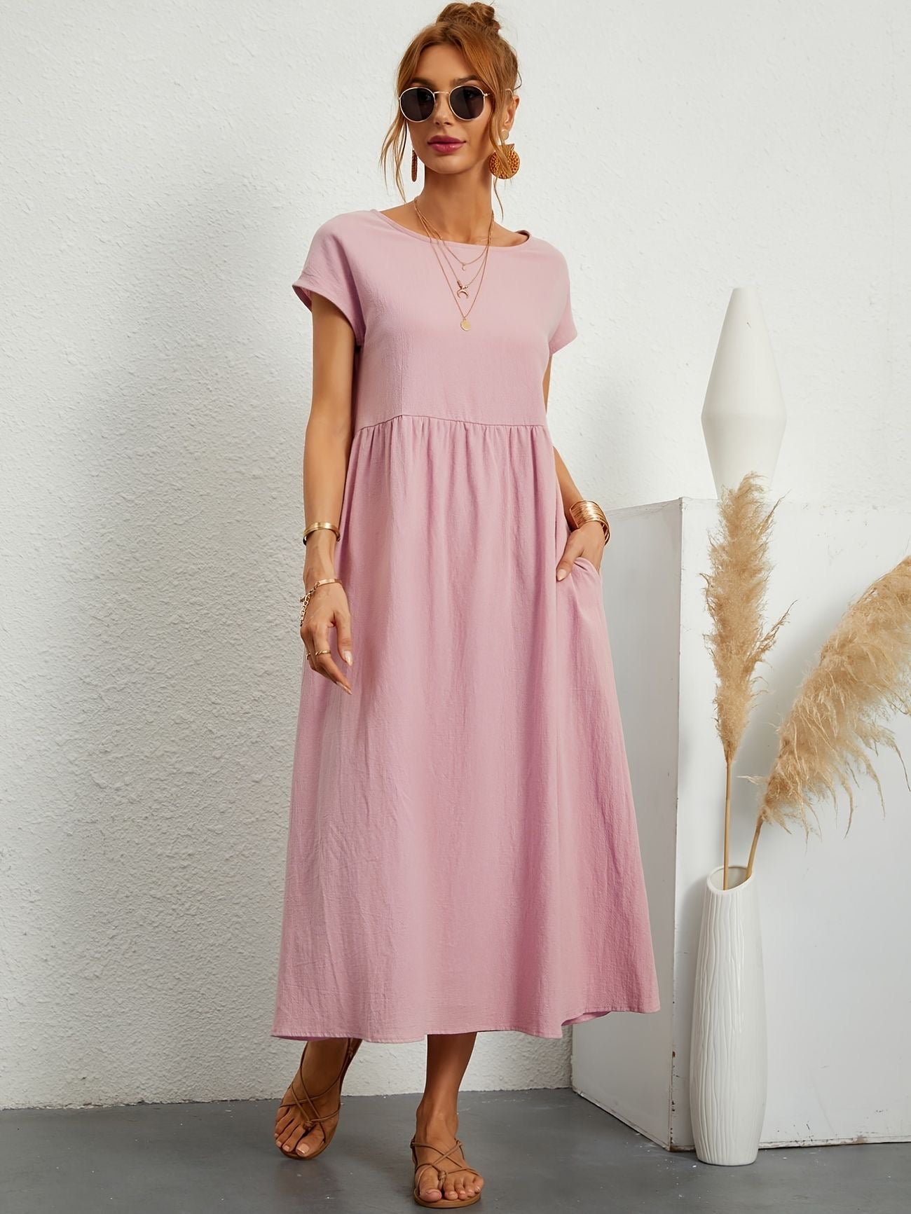 Dames Elegante Lichte Midi Jurk