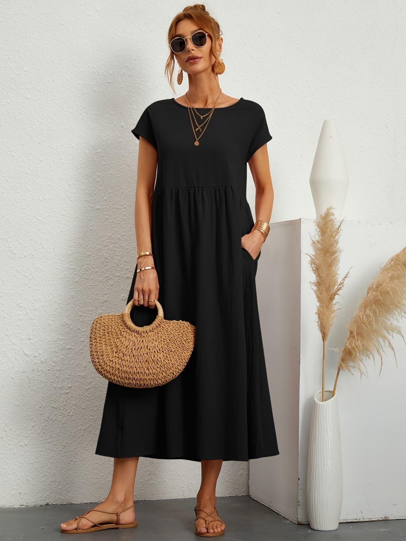 Dames Elegante Lichte Midi Jurk