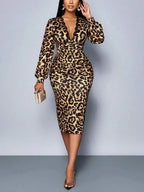 Dames Luipaardprint Mini Jurk Elegant