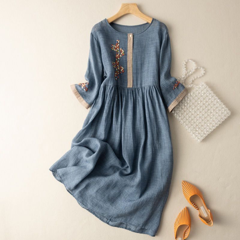 Dames Midi Jurk Patroon Relaxed Fit