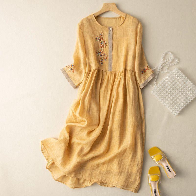Dames Midi Jurk Patroon Relaxed Fit