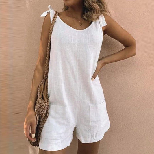 Dames Playsuit met Strikbandjes en Zakken