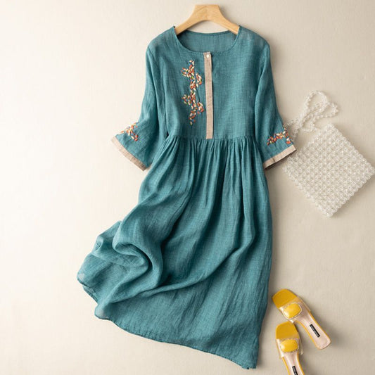 Dames Midi Jurk Patroon Relaxed Fit