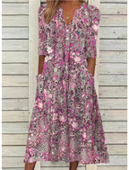 Dames Midi Jurk Zomer Buikbedekkend