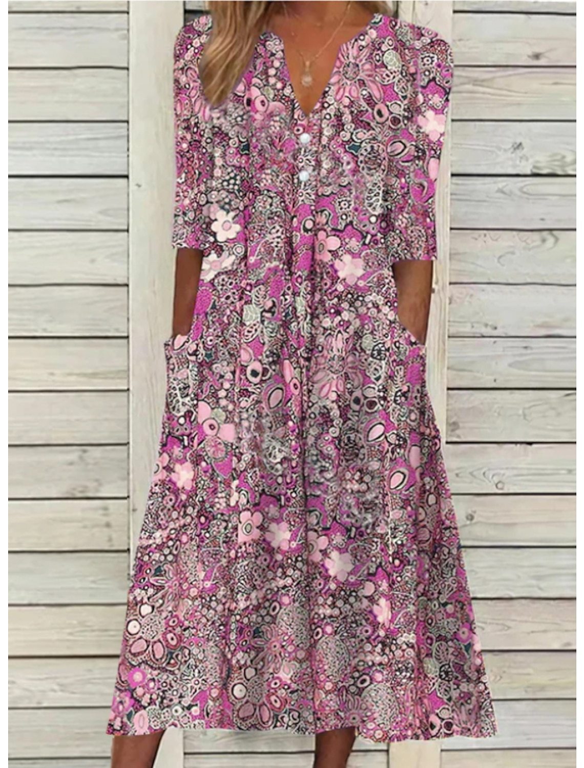 Dames Midi Jurk Zomer Buikbedekkend