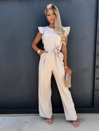 Dames Wijde Pijpen Jumpsuit met Riem