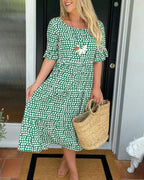 Dames Midi Jurk met Stippen Relaxte Pasvorm