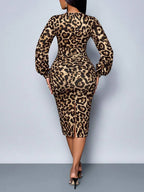 Dames Luipaardprint Mini Jurk Elegant