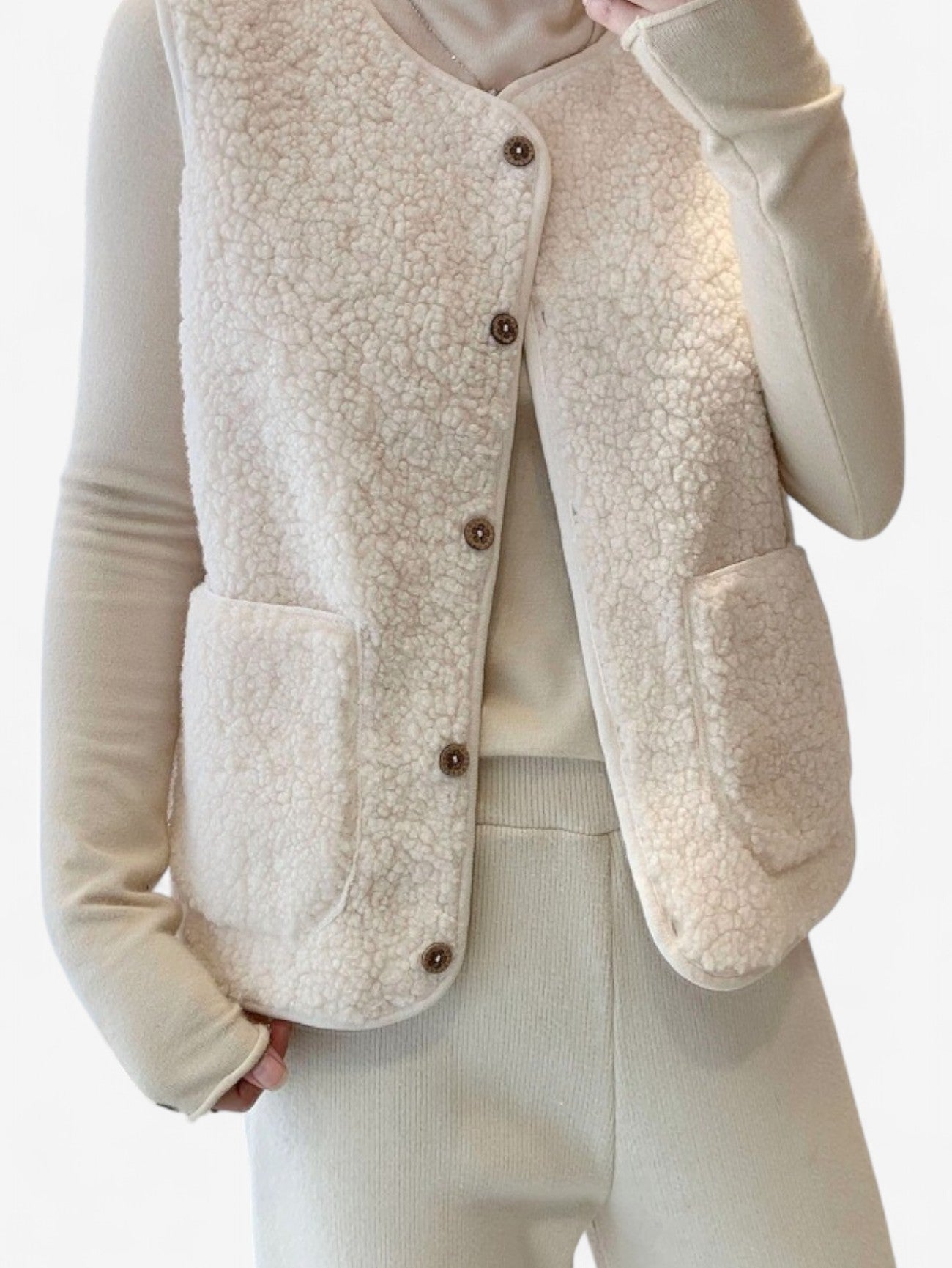 Dames Mouwloos Gilet Vest met Knopen