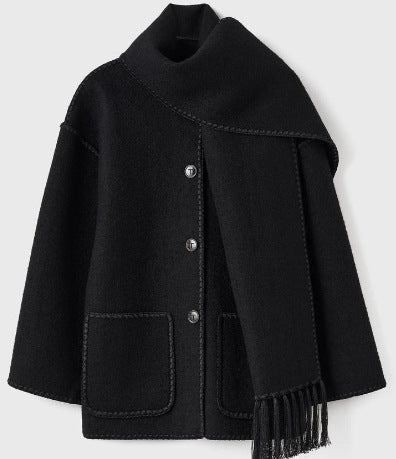 Yadira Jas | Herfst Wolmix Jas met Franjes