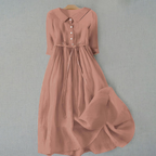 Dames Casual Midi Jurk met Geplooide Taille