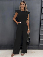 Dames Wijde Pijpen Jumpsuit met Riem
