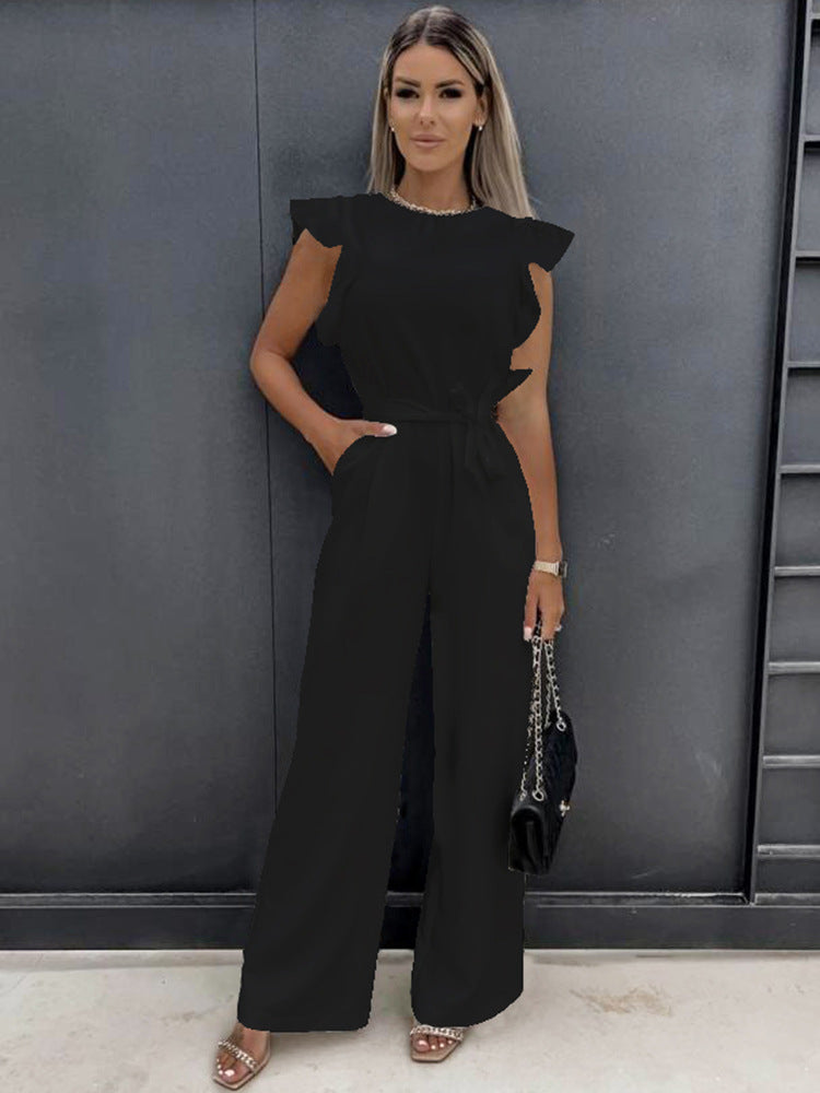 Dames Wijde Pijpen Jumpsuit met Riem