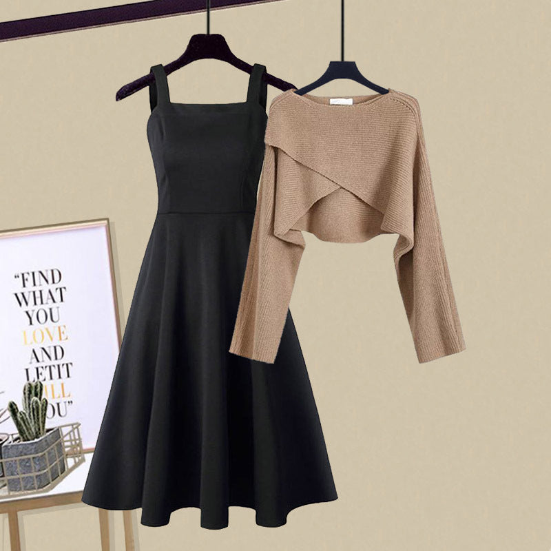 Dames Gebreide Midi Jurk Set