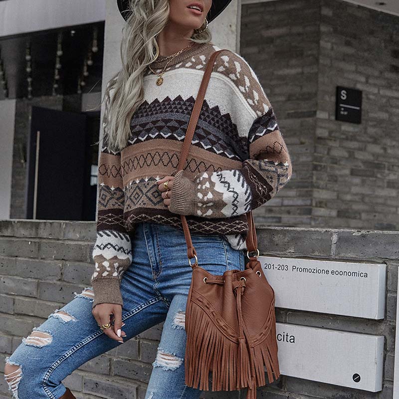 Destiny Trui | Dames Winter Gebreide Trui met Geometrisch Patroon