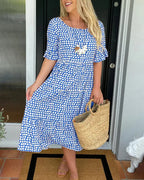 Dames Midi Jurk met Stippen Relaxte Pasvorm