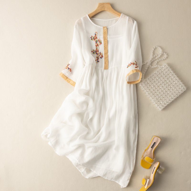 Dames Midi Jurk Patroon Relaxed Fit