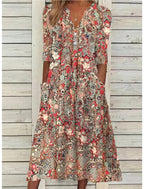 Dames Midi Jurk Zomer Buikbedekkend