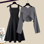 Dames Gebreide Midi Jurk Set