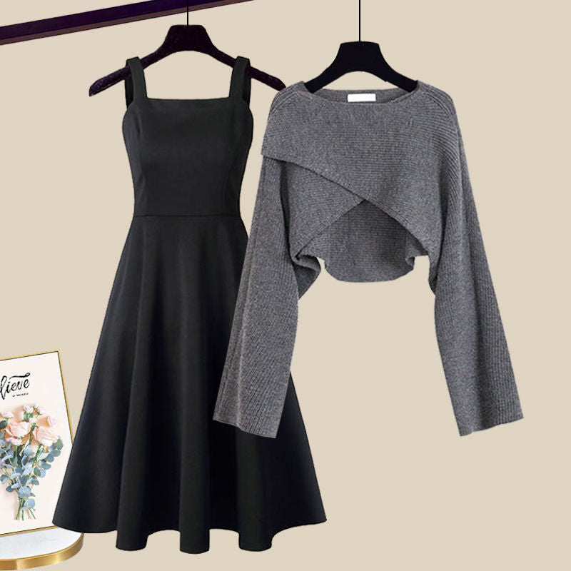Dames Gebreide Midi Jurk Set