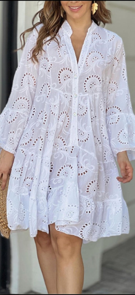 Women's Dress | Embroidered Tiered Mini