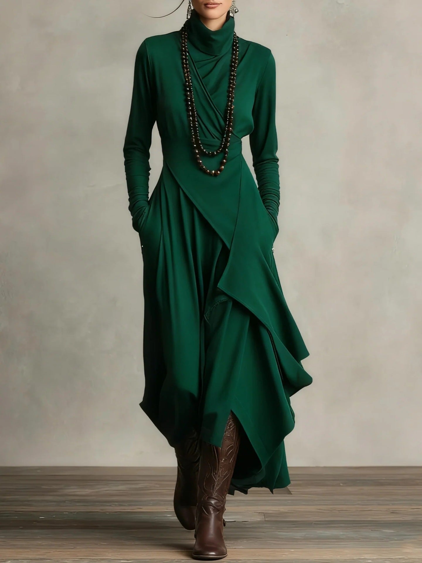 Dames Asymmetrische Gebreide Maxi Jurk