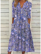 Dames Midi Jurk Zomer Buikbedekkend