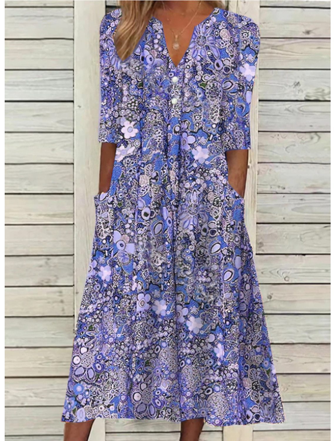 Dames Midi Jurk Zomer Buikbedekkend