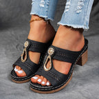 Dames Sleehak Sandalen met Uitgesneden Bandjes
