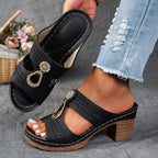 Dames Sleehak Sandalen met Uitgesneden Bandjes