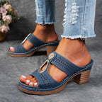Dames Sleehak Sandalen met Uitgesneden Bandjes
