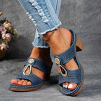 Dames Sleehak Sandalen met Uitgesneden Bandjes