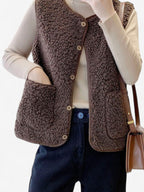 Dames Mouwloos Gilet Vest met Knopen